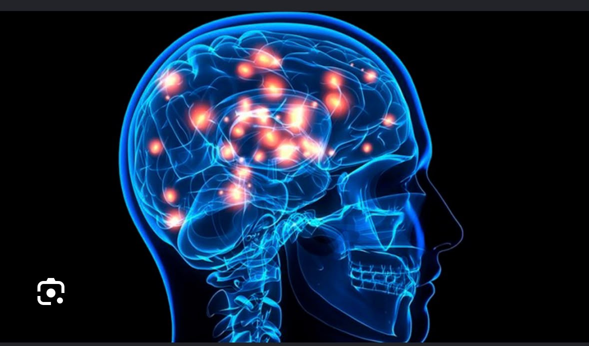 Imagen del cerebro iluminado con actividad neuronal